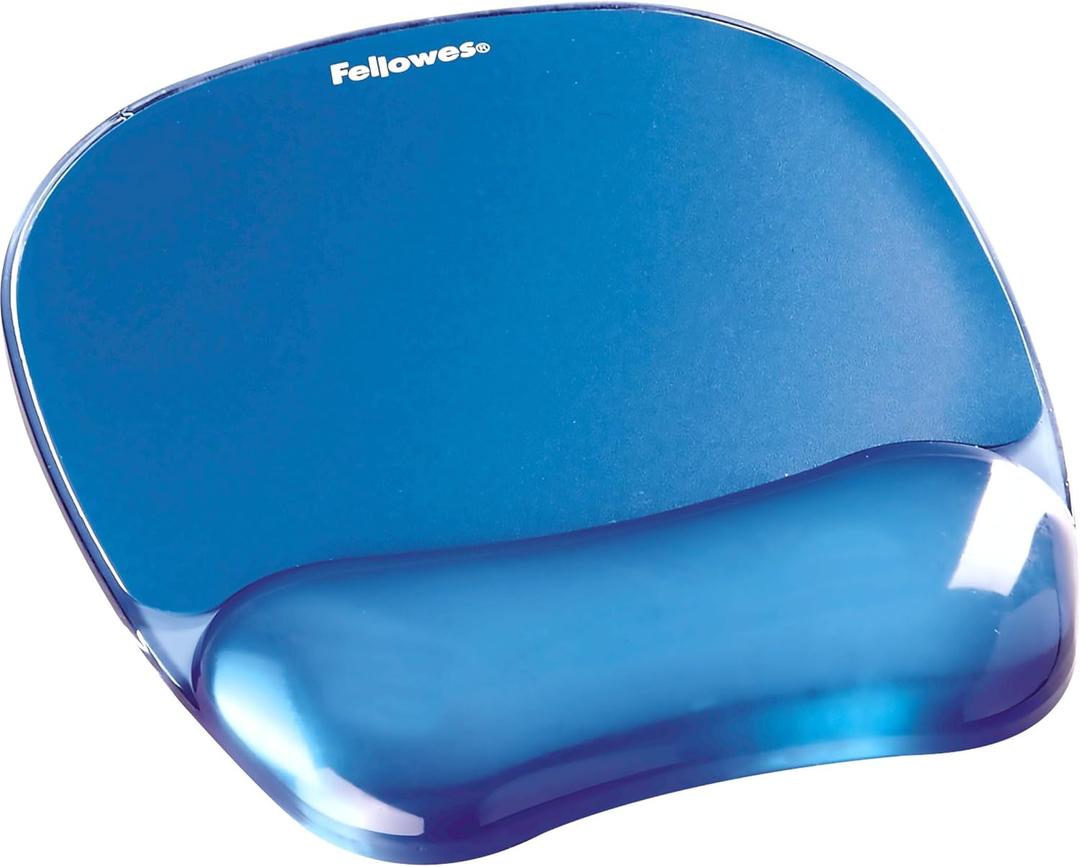 Fellowes Crystals Gel Mouse Pad Wrist Rest - Blue (91141) (9.1L x 7.9W inches)