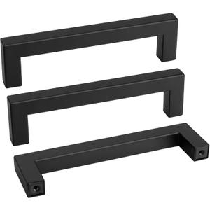 goldenwarm 10Pack 4.5INCH Drawer Pulls Black Modern Cabinet Hardware - LSJ12BK115 Cabinet Handles 4-1/2 inch Hole Centers Bedroom Drawer Pull Kitchen Cabinets T Bar Handle