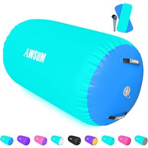 AWSUM Air Roller Gymnastics Barrel Inflatable Tumbling Mat Back Handspring Trainer for Octagon Mat Gym Home Gymnastics Equipment，No Electric Pump, Size: (L)47.3"x(Diam)29.5"-No pump