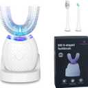 Magentak Electric Toothbrush for Adults, U Shaped Automatic Toothbrush for 360-degree Cleaning, Ultrasonic Toothbrush 3 Modes for Whitening, Wireless Charging Toothbrush Kit for Travel or Home(White)