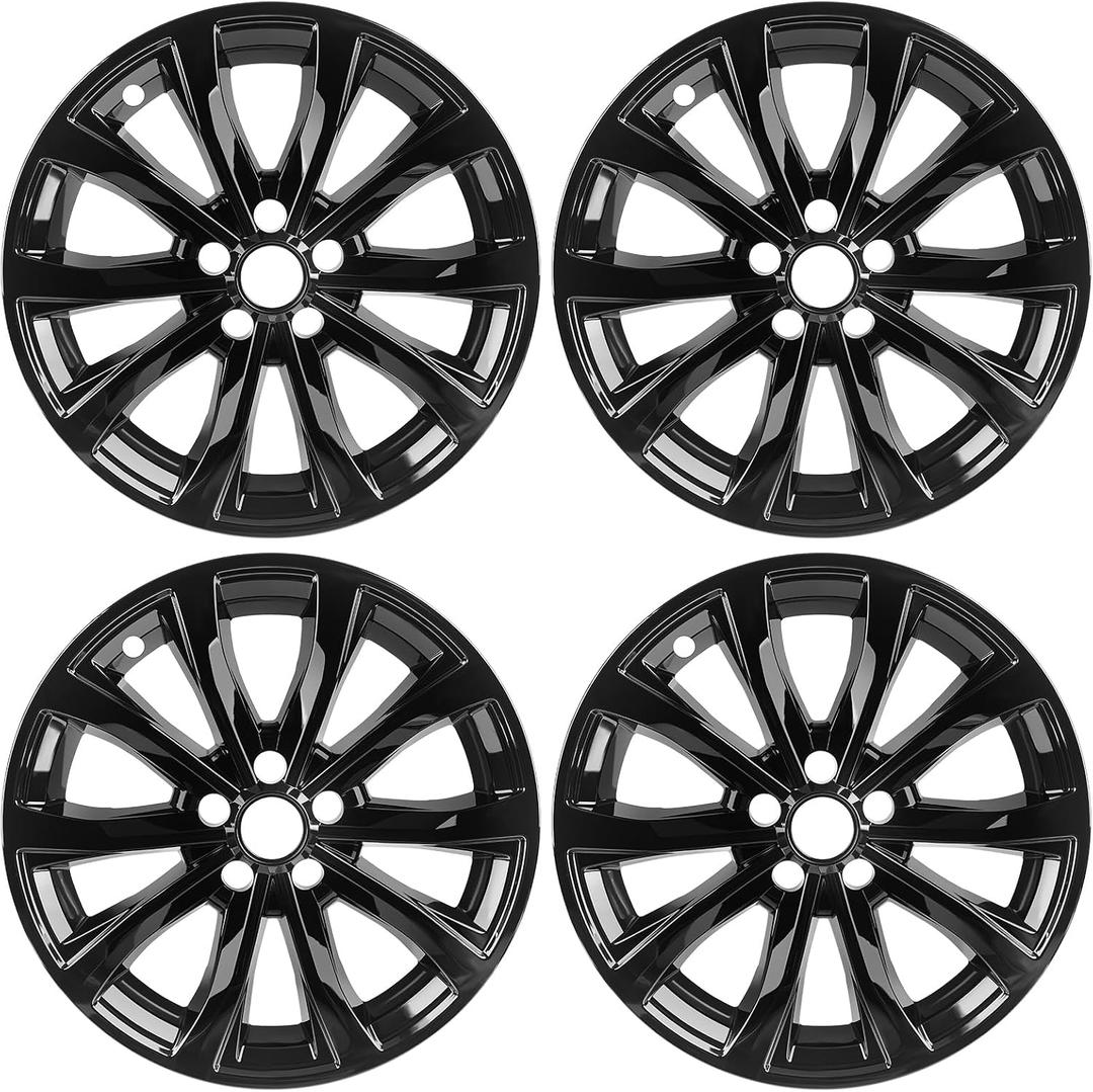 18" Wheel Skins for 2023-2024 Honda CR-V EX EX-L, Glossy Black ABS+PC Wheel Covers, Snap-On Alloy Rim Covers, Durable & Scratch-Resistant, Set of 4