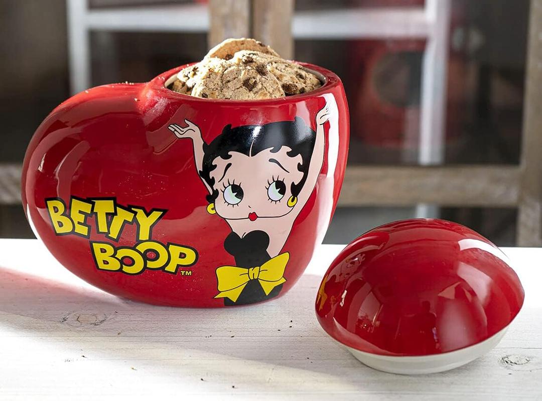 Ebros Gift Novelty Collection Heart Shaped Love Betty Boop Vintage Whimsical Comical Ceramic Cookie Jar Figurine All American Cartoon Collectible Sculpture