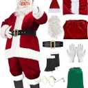 PartyToko Santa Suit Christmas Santa Claus Costume for Men Women Adult Costume Santa 9pc. Outfit XXL SIZE