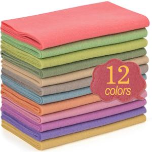 XSEINO 12 Rolls 8"x35" 1.4mm Thick Soft Felt Fabric Sheet 12 Assorted Morandi Series Colors Felt Pack for DIY Craft Sewing Squares Nonwoven Patchwork