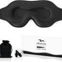 Sleep Eye Mask for Men Women, Sleeping Mask for Side Sleeper, Travel Blackout Night Blindfold Eye Shade Cover with Adjustable Strap (Black)