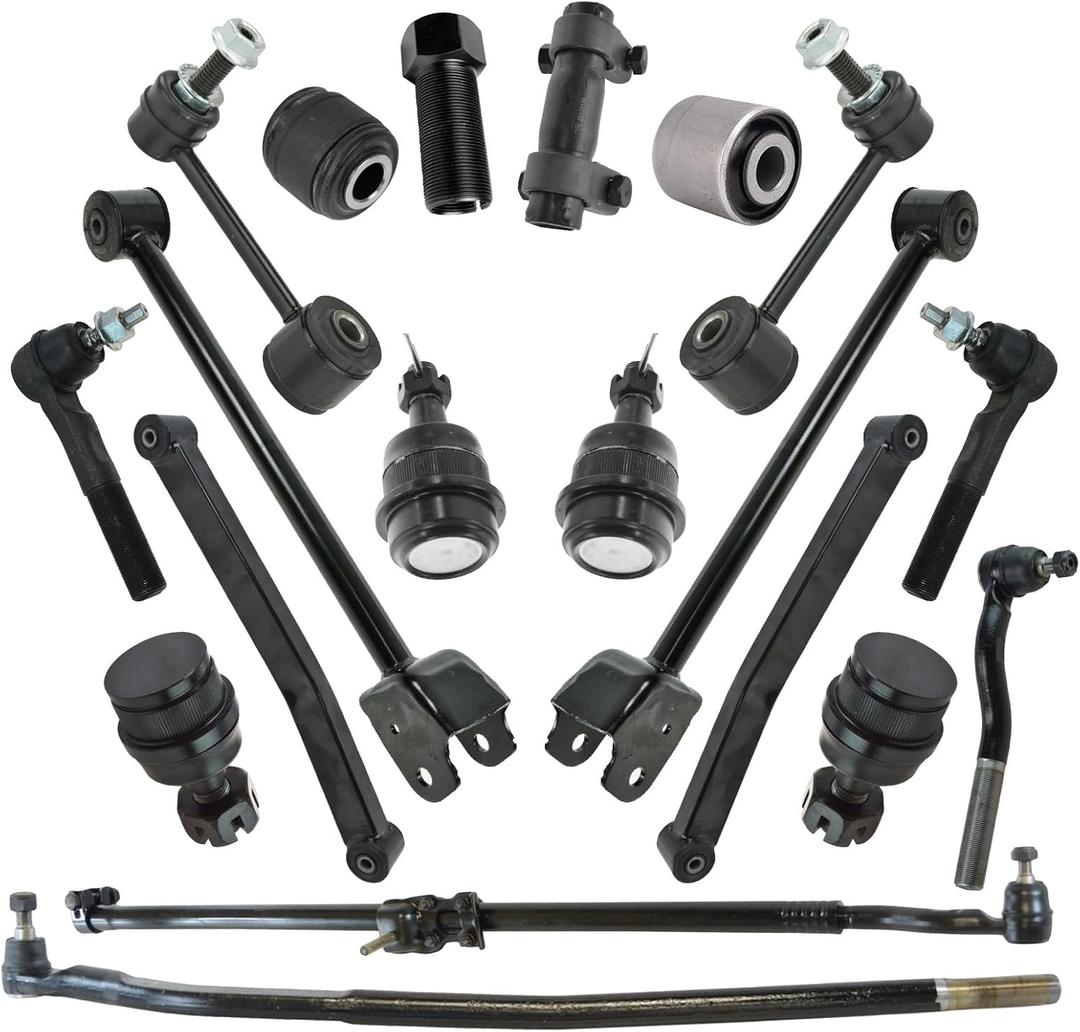 TRQ Front Steering & Suspension 18 Piece Kit with Control Arms Ball Joints Tie Rods Drag Link Compatible with 2007-2017 Jeep Wrangler JK 4 Wheel Drive