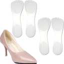 High Heel Cushion Inserts Women, Adhesive High Heel Relief Insoles Prevent Slipping, Silicone Invisible Cushioning Insoles, Arch Support Shoe Inserts for High Arch Flat Feet, 2 Pairs, Clear