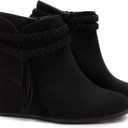 Womens Wedge Ankle Boots Braided Fringe Strap Western Heeled Fall Booties Dress Shoes (Brown) 9