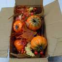 Fall Decor, 4PCS Artificial Autumn Pumpkin Berry Flower Maple Plant Stems Picks Vase Decorations, for Home Harvest Holiday Halloween Thanksgiving Table Indoor Decor