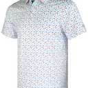 Colorful Hunting Animals Golf Shirts for Men Short Sleeve Polo (White)