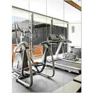 Delma Home Gym Mirror Tiles, Large Square Workout Mirrors (16x12'', 16-Piece), Full Body Wall Mirror for Garage, Bedroom, Bathroom