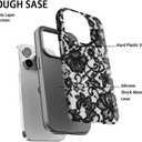 Magnetic Phone Case Compatible with iPhone 17, Black Lace Print Compatible with MagSafe Gothic Floral Film Print Hard PC Shell Soft TPU Liner Shockproof Cover for Women