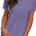 Saloogoe Womens Loose Fit Tshirts Short Sleeve Summer Tops Casual Workout Yoga Tunic T Shirts Tops (Medium, 02-taro Purple)