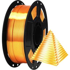 Silk Gold PLA Filament, 1kg 2.2lbs 1.75mm 3D Printing Material, Widely Support for FDM 3D Printer, Pack with Extra Filament Sample by BBLIFE