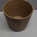 Ekirlin 7 inch Plant Pot, Resin Mahogany Texture Flower Planters with Drain Hole, Removable Rubber Stopper and Non-Slip Soft Pad - for Most Plants and Flowers