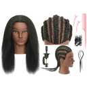 Mannequin Head 100% Human Hair Cosmetology Manikin Doll Training Head with Stand for Hairdresser Practice Braiding Styling Coloring Bleaching Dyeing Cutting Updos Display, Black