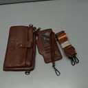 myfriday Vintage Leather Camera Crossbody Bag for Women, Stylish Two Layer Shoulder Bag Purse with Removable Card Slots