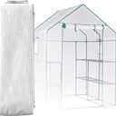 Greenhouse PE Cover, 565676 Inches Waterproof Replacement Cover with 2 Side Mesh Windows for Walk-in Greenhouse for Outdoors - White Cover Only