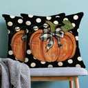 Fall Pillow Covers 18x18 Set of 2 Autumn Black Polka Dot Orange Pumpkin Throw Pillow Covers Outdoor Decor Thanksgiving Decorations Pumpkin Farmhouse Decorative Cushion Covers for Home Couch