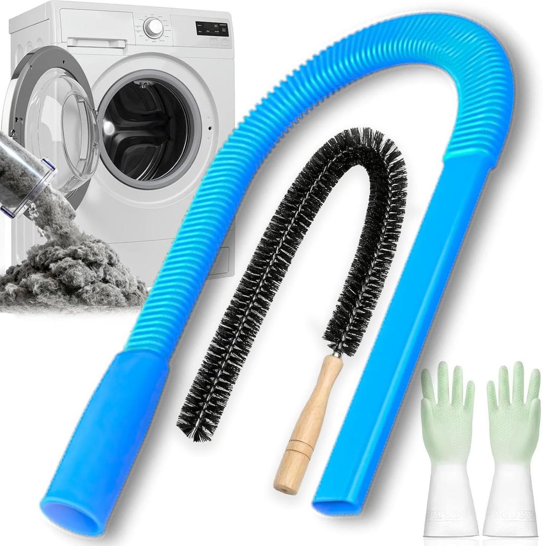 Dryer Vent Cleaning Kit for Vacuum, Universal Dryer Lint Vacuum Attachment with Long Flexible Hose & Brush, Dryer Lint Vac Attachment for Quick Lint Removal, for Most Vacuum Cleaners (1PC)