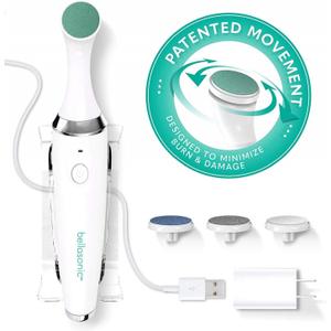 BELLASONIC 4-in-1 Rechargeable Electric Nail File Set with Unique Oscillating Head  Shape, Smooth, Buff & Shine Nails  Remove Cuticles & Calluses  Salon Quality Manicure Pedicure Results