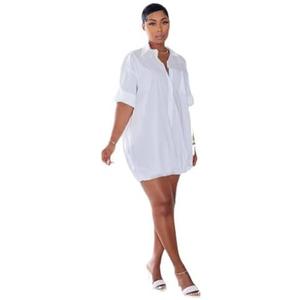 Geulis Women's 2025 Fall Long Sleeve Shirt Dresses Loose Button Down Casual Mini Dress M