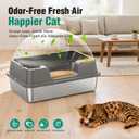 OROLEY XXXL Stainless Steel Cat Litter Box with Lid, Extra Large High-Sided Enclosed Box for Big Cats, Leak-Proof & Non-Stick, Easy Entry, Includes Scoop & Step (23.6" x 15.7" x 10.6")