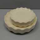 LIYH 24 Pcs Plastic Plates Reusable,Unbreakable Dinner Plates, Scalloped Plastic Plates, Dishwasher Safe,Ivory Plate Sets Perfect for Parties, Birthday, Picnics, BPA Free (12 Guests)