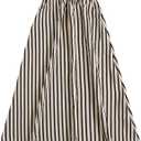 GORGLITTER Women's Striped Long Skirt Elastic Waist A Line Flowy Pinstripe Maxi Skirts with Pockets Causal Fall Outfits Black and White X-Large