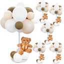Acmee Bear Table Centerpieces for Baby Shower - Set of 6 Bear Balloon Baby Shower Decorations Include Stuffed Bears Balloons Kit with Stand Table Decor for Boy Girl Gender Reveal(Brown)