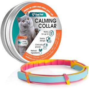 Trail Tail Calming Collar for Cats, Cat Calming Collars for Cat Anxiety Relief, 60 Days Adjustable Waterproof TPE, Pheromone Collar Helps Calm During Loud Noises and Separation (Rainbow, 1 Pack)