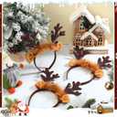 Lyrow 12 Pcs Reindeer Antlers Headbands Bulk Halloween Deer Ears Costume Christmas Fawn Horn Hair Hoop for Party Headwear (Brown)