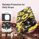 LETO for iPhone 16 Pro Wallet Case - Flip Folio Leather Kickstand - Fashionable Flower Designs - Credit Card Holder - Protective Phone Cover for Women and Girls - 6.3" - Blooming Sunflowers