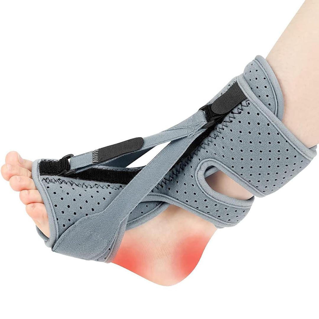 Plantar Fasciitis Night Splint-Upgrade 3 Adjustable Planter Facetious Relief Brace,Plantar Fasciitis Relief Women Men Straps,Support Relief Foot Drop Achilles Tendonitis Day Night(Gray-1PC)