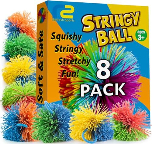 Stringy Balls & Sensory Toys 8 Pack - Easter Basket Stuffers for Kids Ages 3 4 5 6 7 8 + Year Old Easter Gift Basket Ideas - Best Toddler Easter Gifts for Boys & Girls - Monkey Balls Fidget Toys