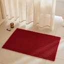 Waffle Bath Mat, Boho Bathroom Rugs Non Slip Washable Super Absorbent Quick Dry Bath Mat Farmhouse Bathroom Decor, 36"x24" Burgundy