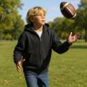 Champion Boys Zip Front Fleece Hoodie Sweatshirt for Kids (Black)