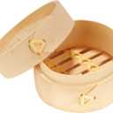 BambooMN 3 Inch Mini Bamboo Dim Sum Dumpling Steamer Basket for Dessert Party Favors Wedding Birthday Home Decorations Supplies, 100 Pieces (10)