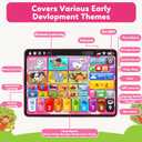 Trilingual Learning Toy Tablet with Music & Sound, Montessori Speech Therapy Toys for 1 Year Old Girl Boy Musical Baby Toy 12-18 Months Toddler Girl Toys Age 1-2 2-3 Birthday Gifts (Pink)