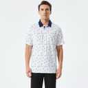 Golf Shirts for Men Dry Fit Performance Print Short Sleeve Moisture Wicking Golf Polo Shirts (White, L)