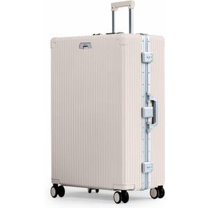 Nobl Travel Zipperless Check in Suitcase - Aluminum Frame, TSA Locks, Beige, Large
