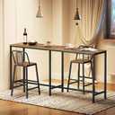YATINEY 70.8" Long Bar Table, Counter Bar Height Table, High Top Table, Rectangular Hightop Bar Pub, for Kitchen, Living Room, Entryway, Rustic Brown and Black BT08BR