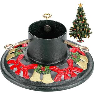 Huwena Christmas Tree Stand for Live Trees, Real Xmas Tree Holder Base Cast Iron, Supports up to 8ft, 4Inch Diameter, 120lb Weight Capacity for Christmas Rustic Decoration (Deer, Sled Style)