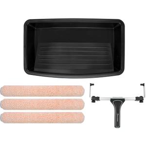 ROLLINGDOG 5PC 18 Inch Paint Roller Kit -18 Paint Tray, Wide Paint Roller 18 Inch Kit, Microfiber Roller Sleeves(Pack of 3)