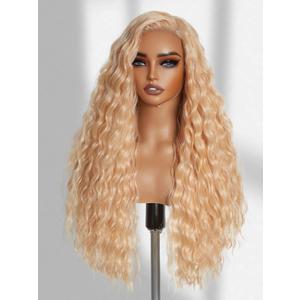 GORGIUS Blonde Glueless Ocean Wave Wig Pre Cut Synthetic Lace Front Wigs Side Part Long Wig For Women 28 Inch