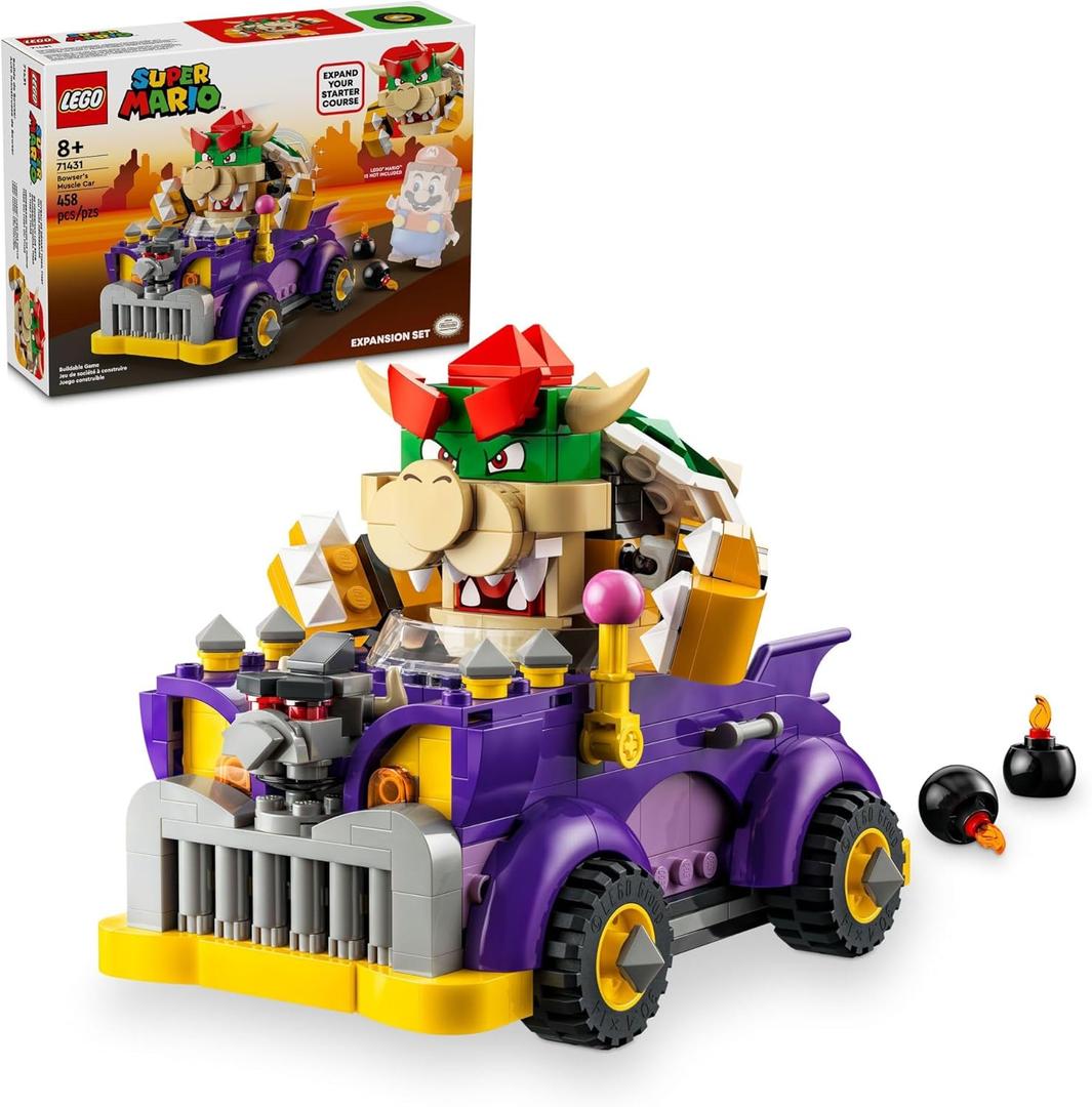LEGO Super Mario Bowsers Muscle Car Expansion Set, Collectible Bowser Toy for Kids, Gift for Boys, Girls and Gamers Ages 8 and Up, 71431