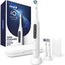 Oral-B iO Deep Clean + Whiten Rechargeable Electric Toothbrush with Visible Pressure Sensor, 2 Minute Timer, 5 Cleaning Settings, 1 iO5 Limited, 3 Toothbrush Heads, Travel Case & Refill Holder, White