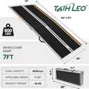 7 Feet Wheelchair Ramp, Non-Slip Aluminum Folded Handicap Ramp with Support Legs, Safer Door Threshold Wheelchair Ramps for Home, Wheel Chair Ramp for Home Steps, Stairs, Entry, Doorways