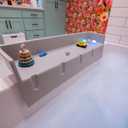 Tub Topper Bathtub Splash Guard & Bath Shelf for Kids Toddler Bath Tray, Bath Toys Storage & Ledge Organizer Splash Guard for Bathtub with Suction Cups Kids Bathroom Accessories (Gray)