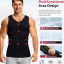 Nebility Shapewear Mens Compression Shirt Body Shaper Slimming Undershirts Sports Vest V Neck Sleeveless Workout Tank Tops (Black, XL)